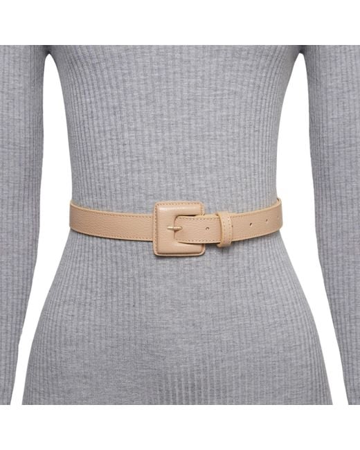 BeltBe Brown Neutrals Mini Square Narrow Leather Belt