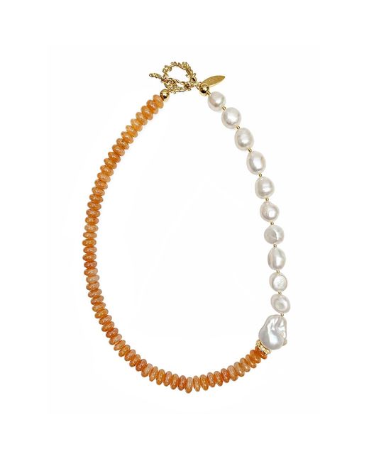 Farra Metallic Aventurine With Freshwater Baroque Pearl Necklace
