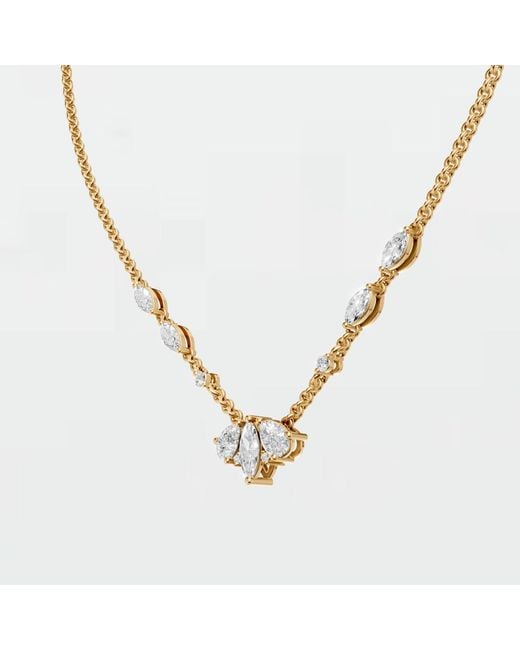 Aya Fine Jewelry Metallic Pear & Marquise Lab Diamond Station Necklace