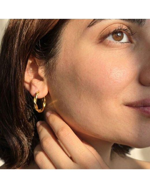 Harfi Metallic Plated Twisted Hoop Everyday Earrings