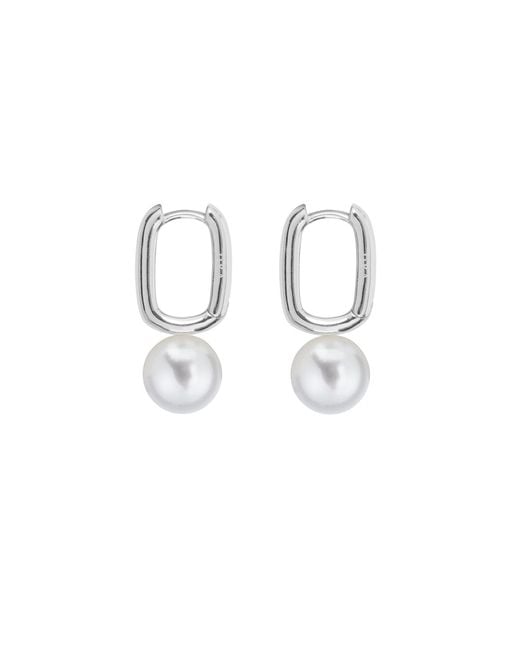 Ora Pearls Metallic Aetis Pearl Hoop Earrings