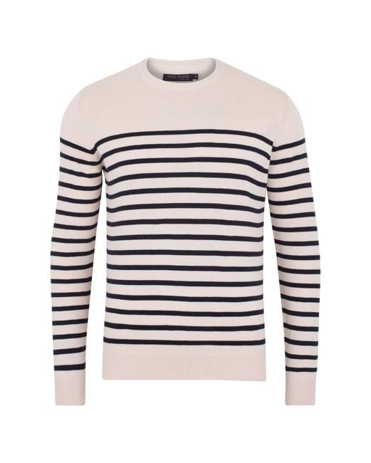 Paul James Knitwear Gray Neutrals Lightweight Cotton Allen Striped Breton Sweater for men