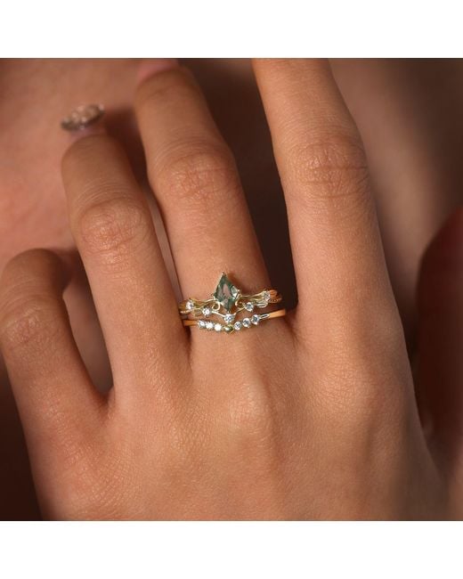 Azura Jewelry New York Metallic Victorian Lace Moss Agate Ring Vermeil