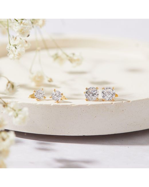 Esterah Metallic Stud Cubic Zirconia Earrings
