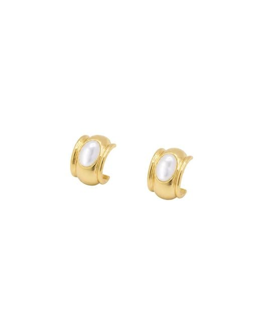 Uchi and Soto Metallic Enso Moonstone Huggie Hoop Earrings