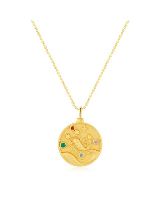 Azura Jewelry New York Metallic Scorpio Zodiac Mantra Necklace Vermeil