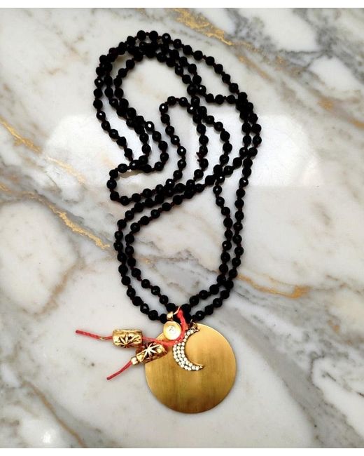 Persia Dona Jewelry Metallic Circle X Moon Necklace