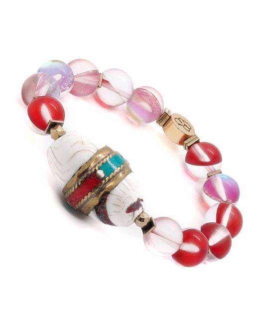 Ebru Jewelry Pink Cat Eye Beaded Mystic Bracelet