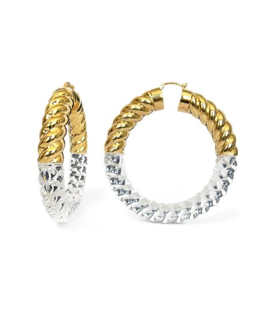 Gold & Honey Metallic Xl Clear And Chunky Rope Hoop Earrings