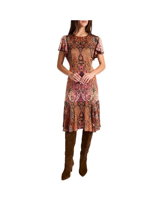 Santorelli Yellow Neutrals Grazia Flutter Sleeve Sheath Dress