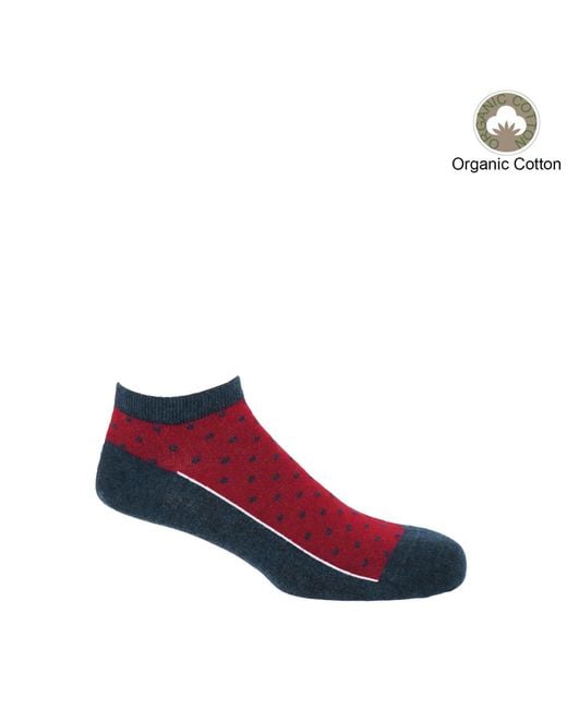 Peper Harow - Made in England Blue Cube & Polka Denim Trainer Socks Bundle for men