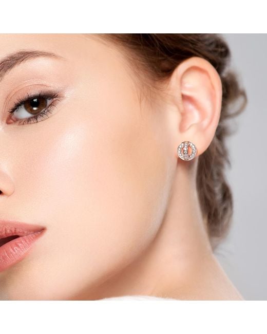 Meulien Metallic Circle And Arc Stud Earrings