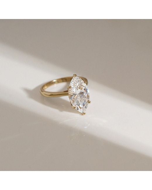 Diamonbliss Metallic Five Carats Marquise Cut Solitaire Cocktail Ring