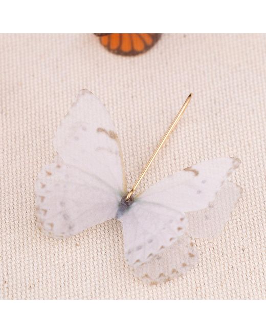 Oana Savu White Bridal Silk Butterfly Dangle Earrings