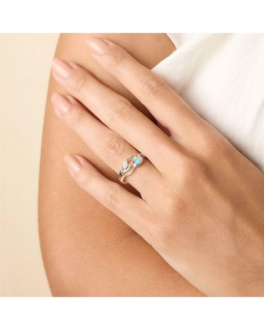 Isla Silver White Sterling Fire Opal Ring