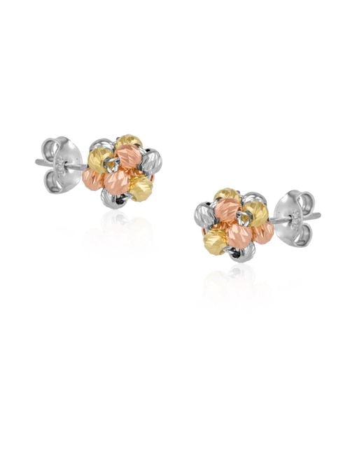 Spero London Metallic Rose Sterling Dorissa Beaded Stud Earring