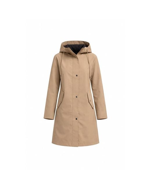 Tantra Spain Sl Natural Neutrals Waterproof Coat With Hood And Clip Closure