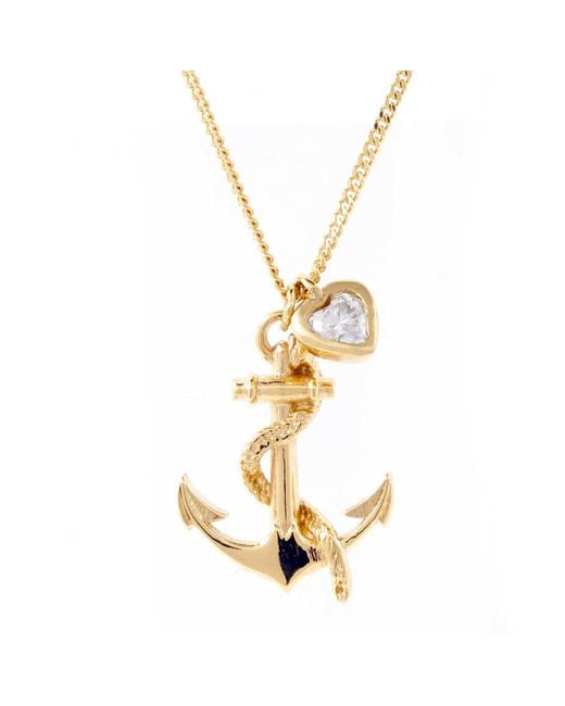 Lee Renee Metallic Anchor & Heart Diamond Necklace –