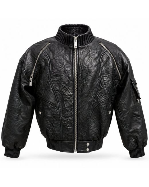 Zasta Studio Black The Noir Signature Leather Bomber for men