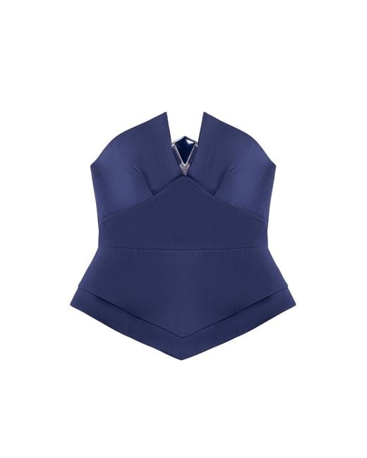 Nocturne Blue Strapless Sculpted Bustier Top