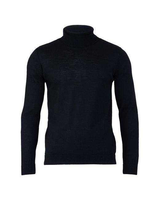 Paul James Knitwear Black Extra Fine Merino Wool Westonn Roll Neck Jumper for men