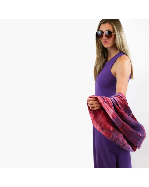 Zenzee Purple Cotton Cashmere Maxi Dress With Side Slits