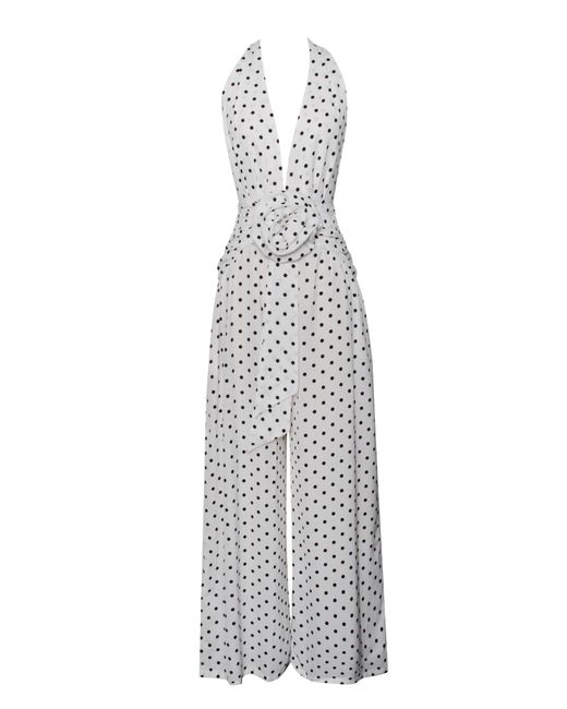 Miss Circle New York White Oriana Polka Dots Halter Jumpsuit