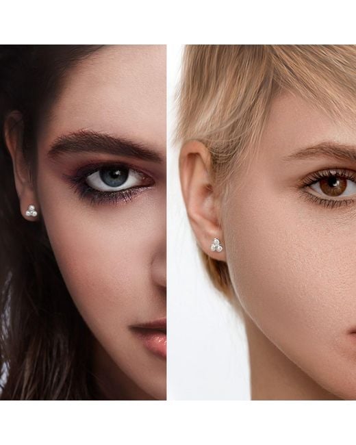 The Jewellery Store London Metallic Fresh Water Pearl Trilogy Studs