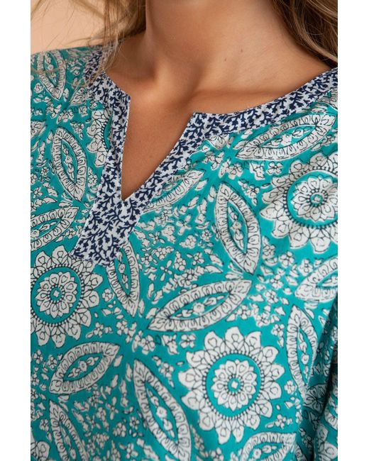 Inara Blue Mediterranean Mosaic Cotton Pyjamas