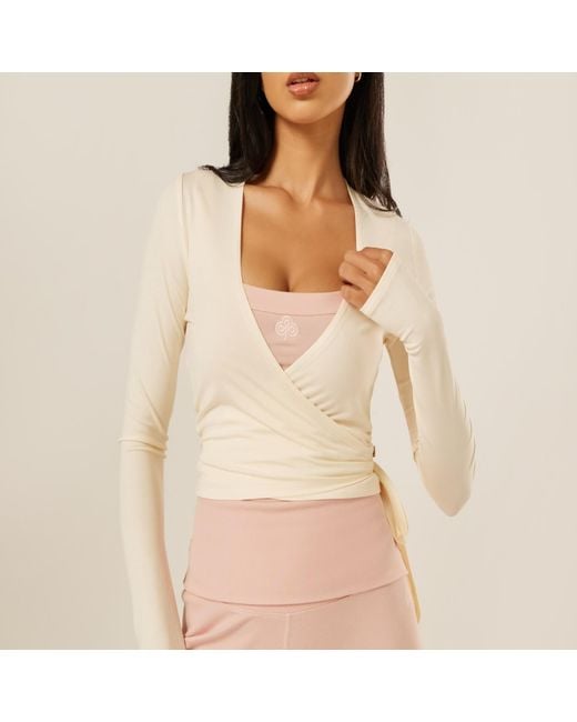 Be Athletica White The Ultimate Ballet Wrap-Top