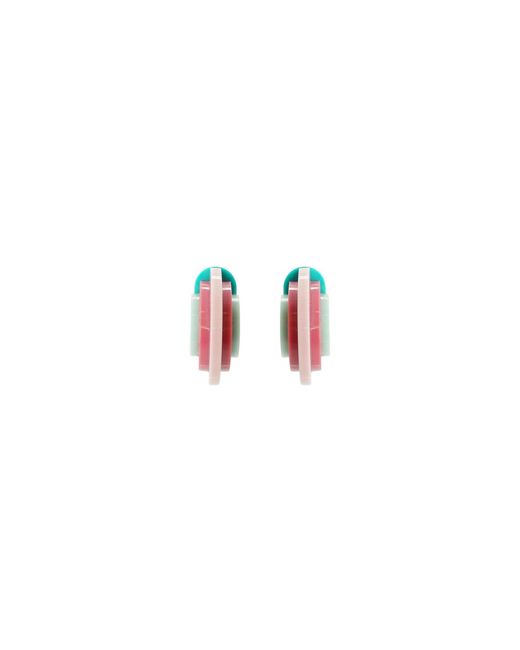 Gissa Bicalho Pink Handmade Acrylic Earring Discs Layers Candy
