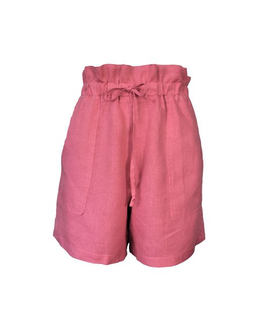 Larsen and Co Pure Linen Palma Shorts In Peony Pink