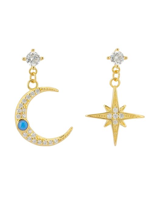 Latelita London Metallic Andromeda Star And Moon Earrings Gold