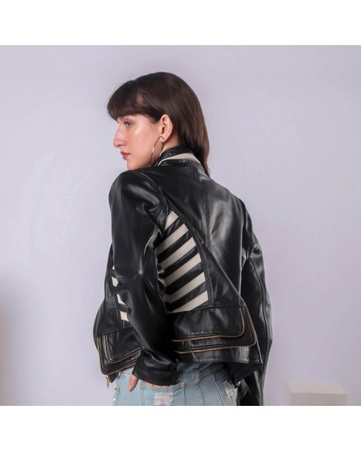 Zasta Studio Black Flower Biker Leather Jacket