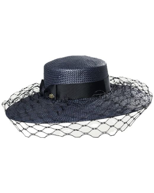 Misa Harada Millinery Blue Jasmine Wide Brimmed Boater Hat