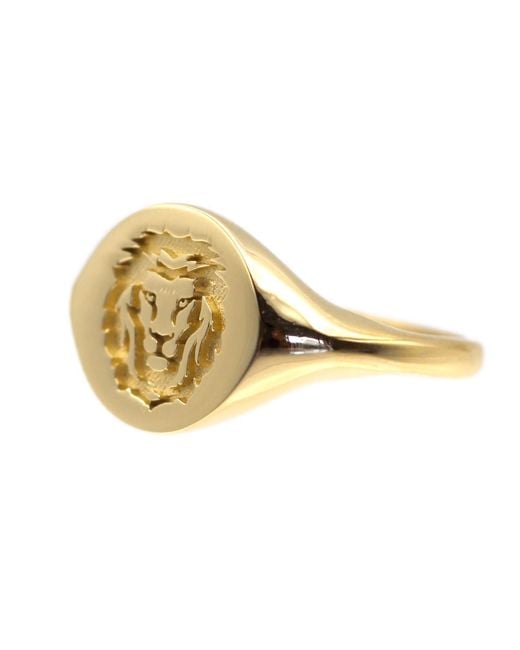 VicStoneNYC Fine Jewelry Metallic Lion Signet Solid Ring By Handmade