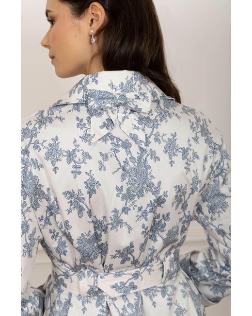 Santinni Bluebell Belted Cotton Toile Trench Coat
