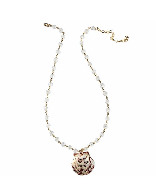 Heather Hawkins Jewelry Metallic Short Scallop Shell Coin Gemstone Necklace for men