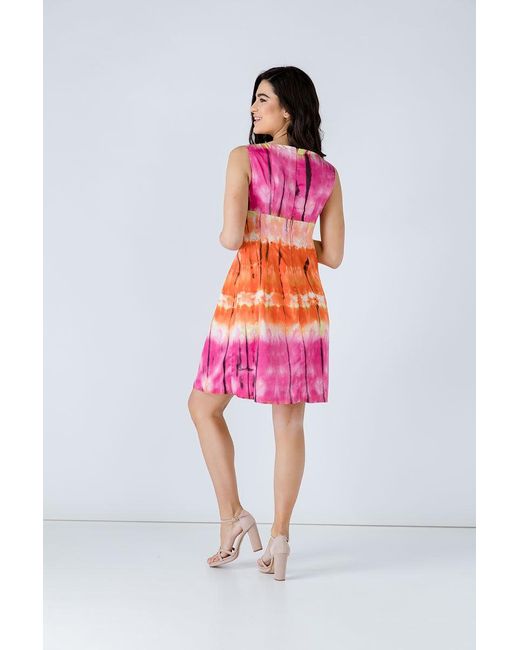 Conquista Pink Multicoloured Empire Line Dress