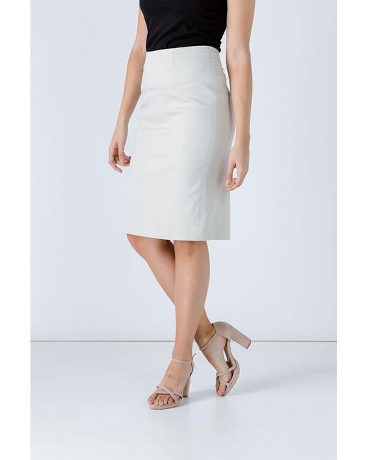 Conquista White Neutrals Cream Pencil Skirt By Fashion