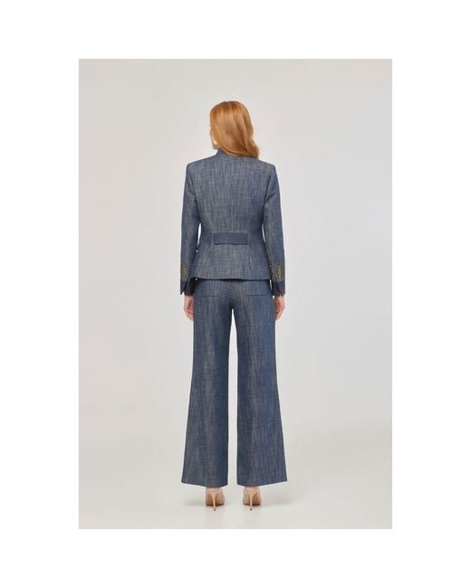 The Extreme Collection Blue Embroidered Cotton Blazer Nuvola Denim