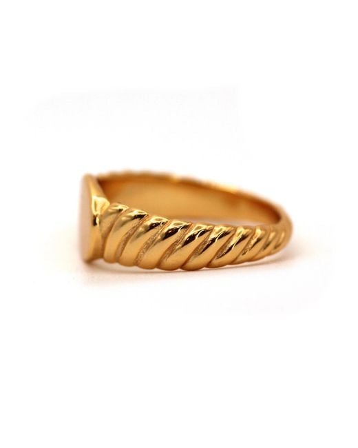 VicStoneNYC Fine Jewelry Metallic Screw Band Design Oval Signet Ring for men