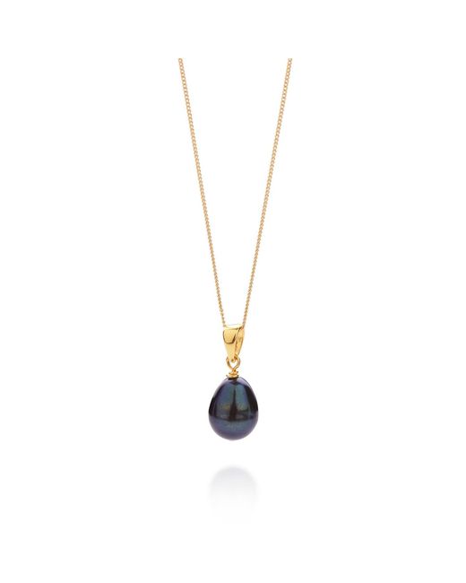 Nellou Jewellery Metallic Ellen Mini Peacock Pearl Drop Necklace Plated Sterling