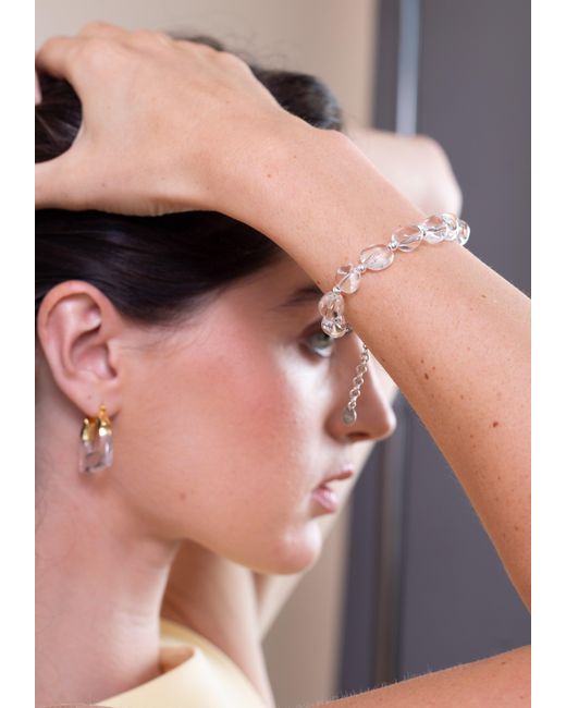 Zynnia Collective Metallic Neutrals See Through Pebble Bracelet