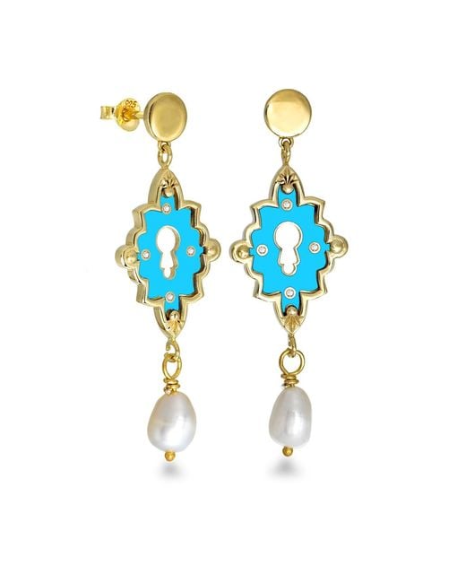 Myrto Katramadou Jewellery Blue Unlocked Pearl Earrings