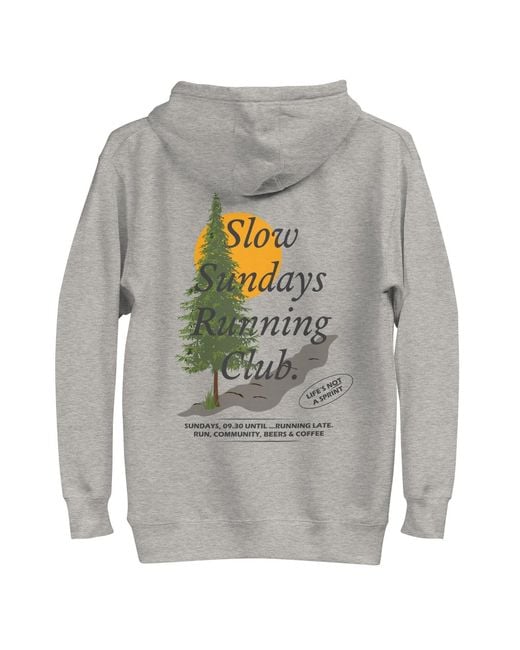 Anchor and Crew Gray Heather Mountain Pine Slow Sundays Running Club Cotton Blend Hoodie