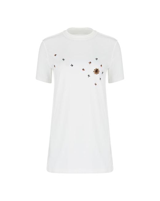 Boutique Kaotique White Embroidered Bug Tee