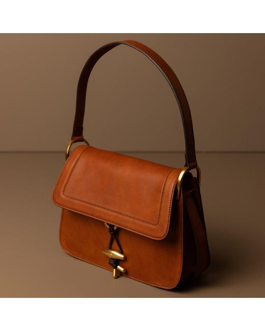 Time Resistance Brown Leather Flap Bag For