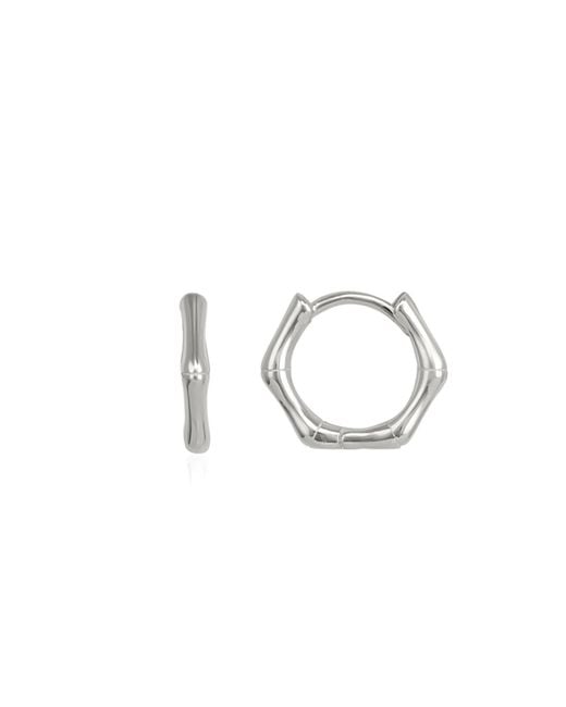 Spero London Metallic Bone Shape Hexagonal Huggie Hoop Earring