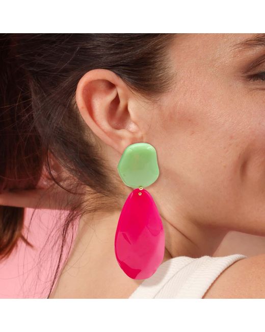 Michael Nash Jewelry Pink Celadon And Fuschia Pebble Resin Earrings